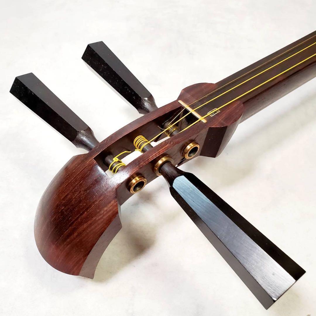 【ジャンク】津軽三味線 東さわり 紅木 太棹 正寸 丸打胴 犬皮 三つ折り