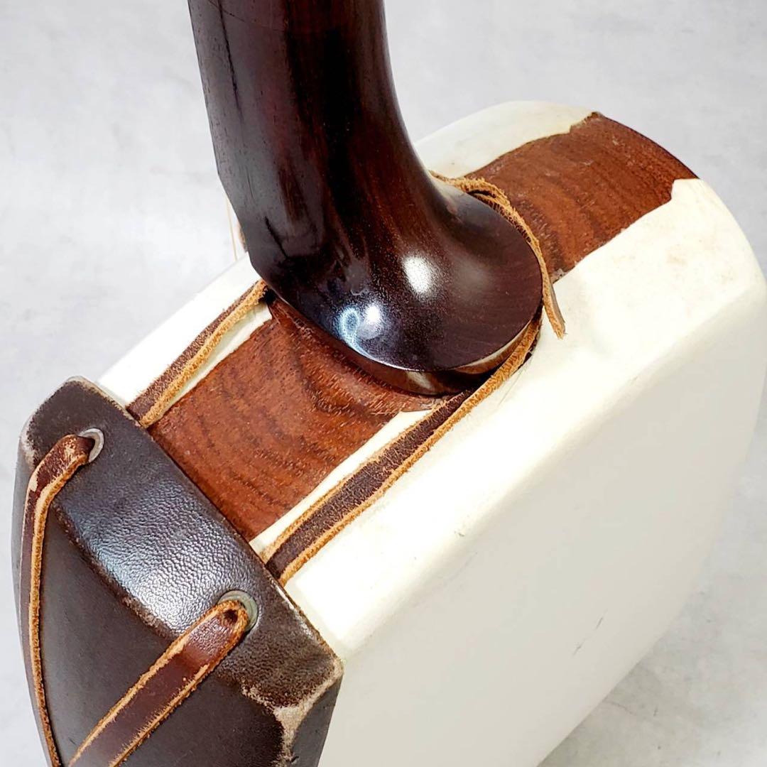 【ジャンク】津軽三味線 東さわり 紅木 太棹 正寸 丸打胴 犬皮 三つ折り