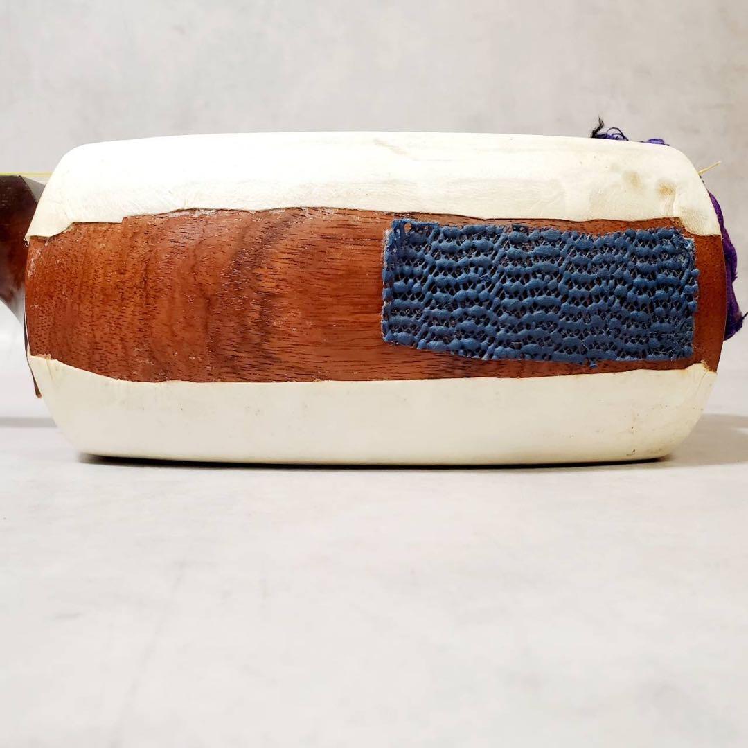 【ジャンク】津軽三味線 東さわり 紅木 太棹 正寸 丸打胴 犬皮 三つ折り