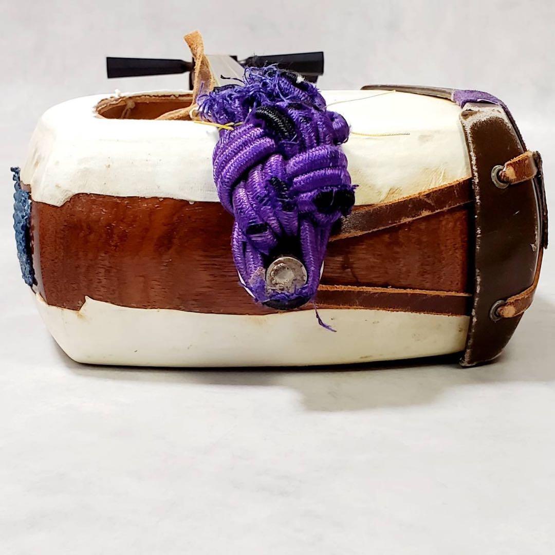 【ジャンク】津軽三味線 東さわり 紅木 太棹 正寸 丸打胴 犬皮 三つ折り