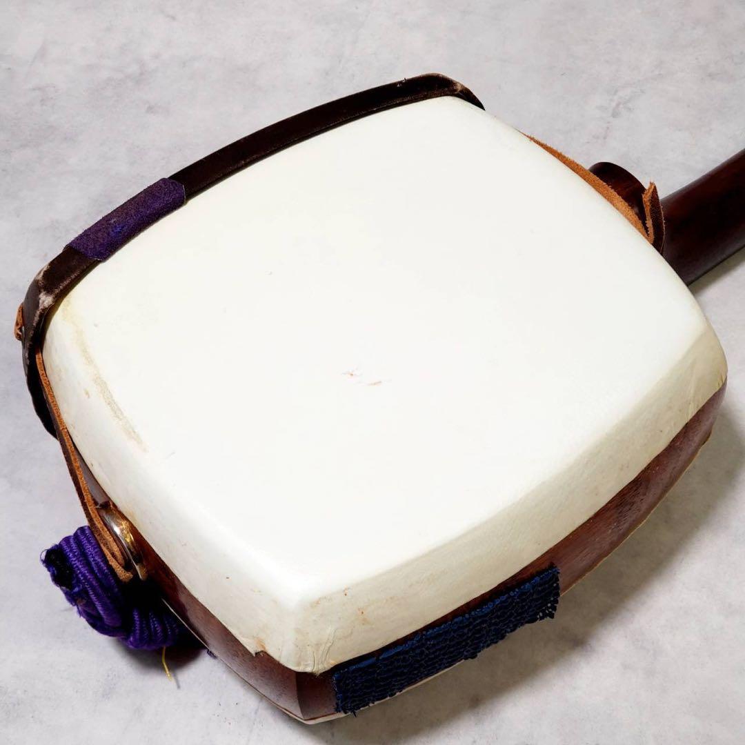 【ジャンク】津軽三味線 東さわり 紅木 太棹 正寸 丸打胴 犬皮 三つ折り