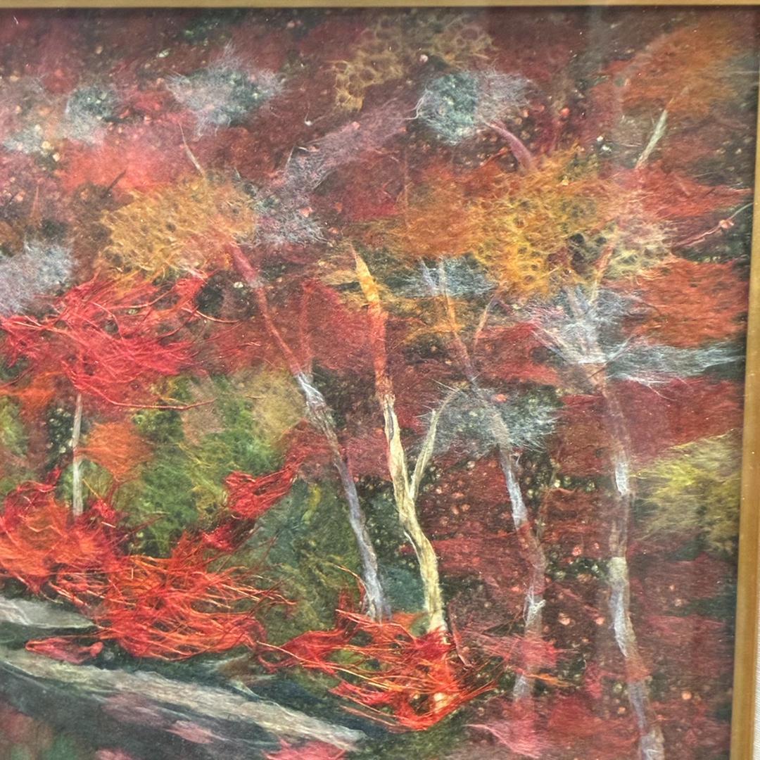 ちぎり絵 秋たけなわ 紅葉の湖畔 額入り 570×480mm - メルカリ