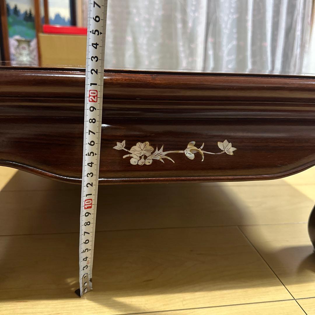 中国美術　唐木　花梨　螺鈿細工　テーブル　9.8キロ