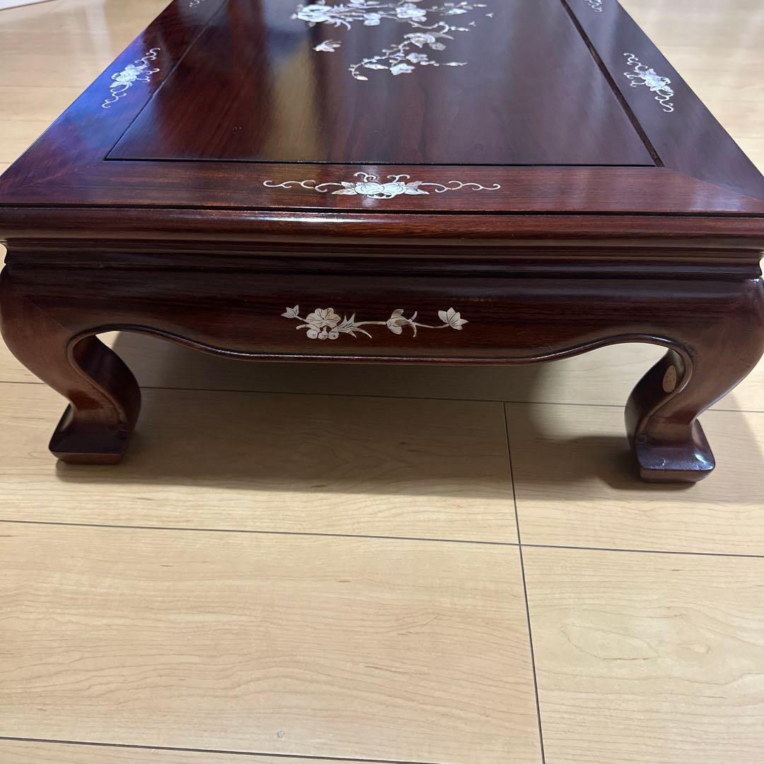中国美術　唐木　花梨　螺鈿細工　テーブル　9.8キロ