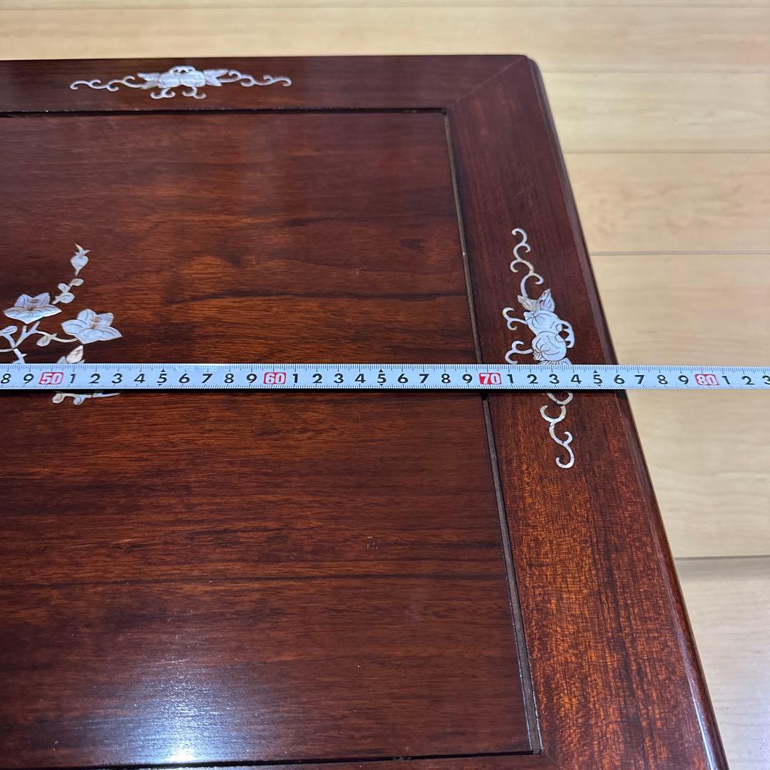 中国美術　唐木　花梨　螺鈿細工　テーブル　9.8キロ