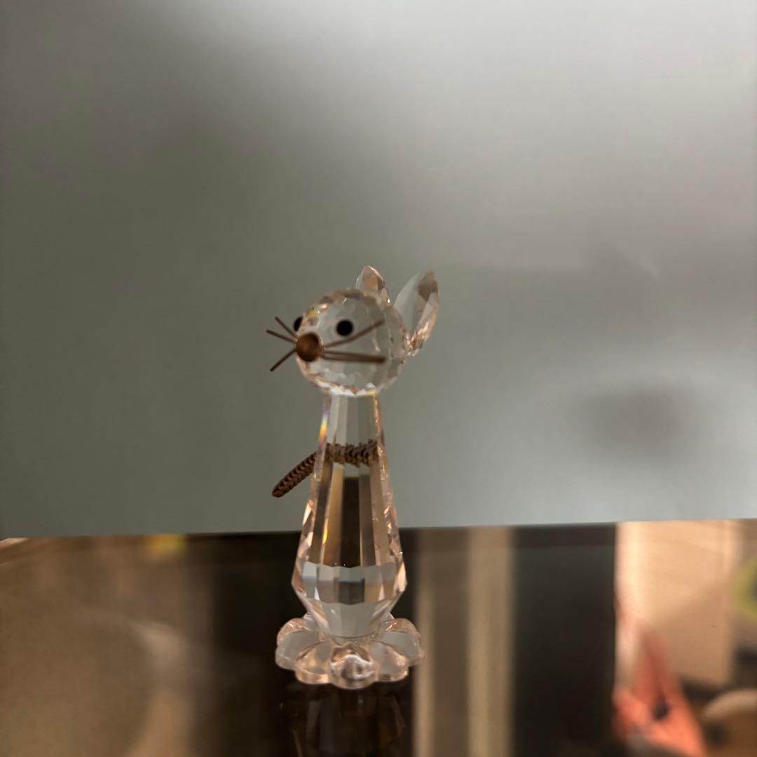 スワロフスキー、ネコ、ネズミ、ハリネズミの置物3点セット