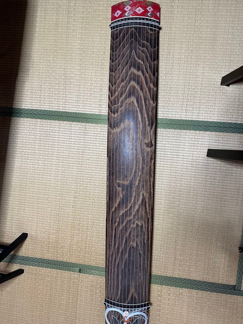 木製ダークブラウン筝 13弦 金箔装飾