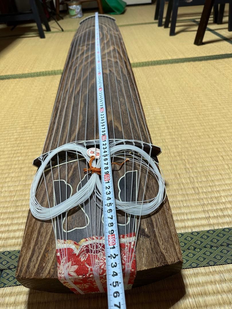 木製ダークブラウン筝 13弦 金箔装飾