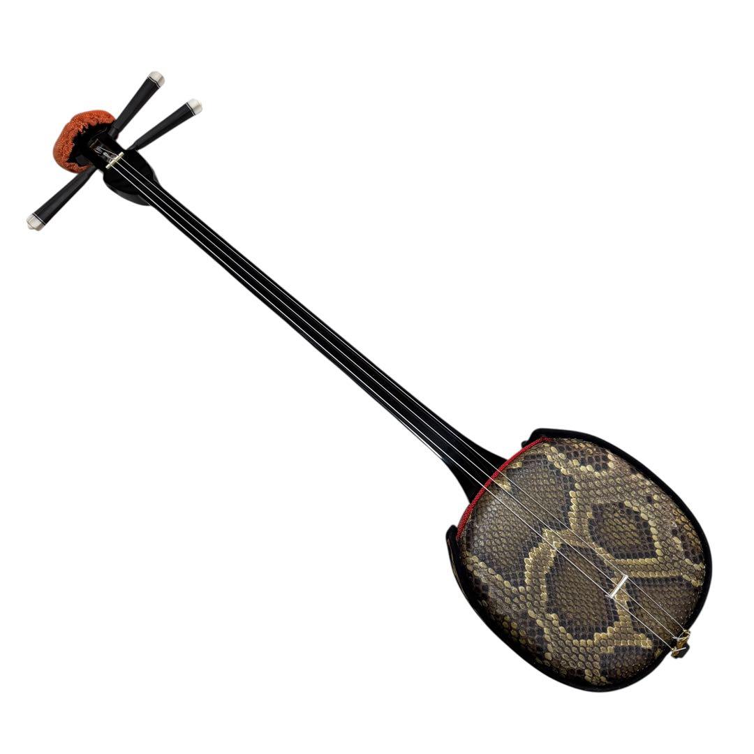 【美品フルセット】沖縄三味線 蛇本皮 強化張り ZENONケース付 119-3