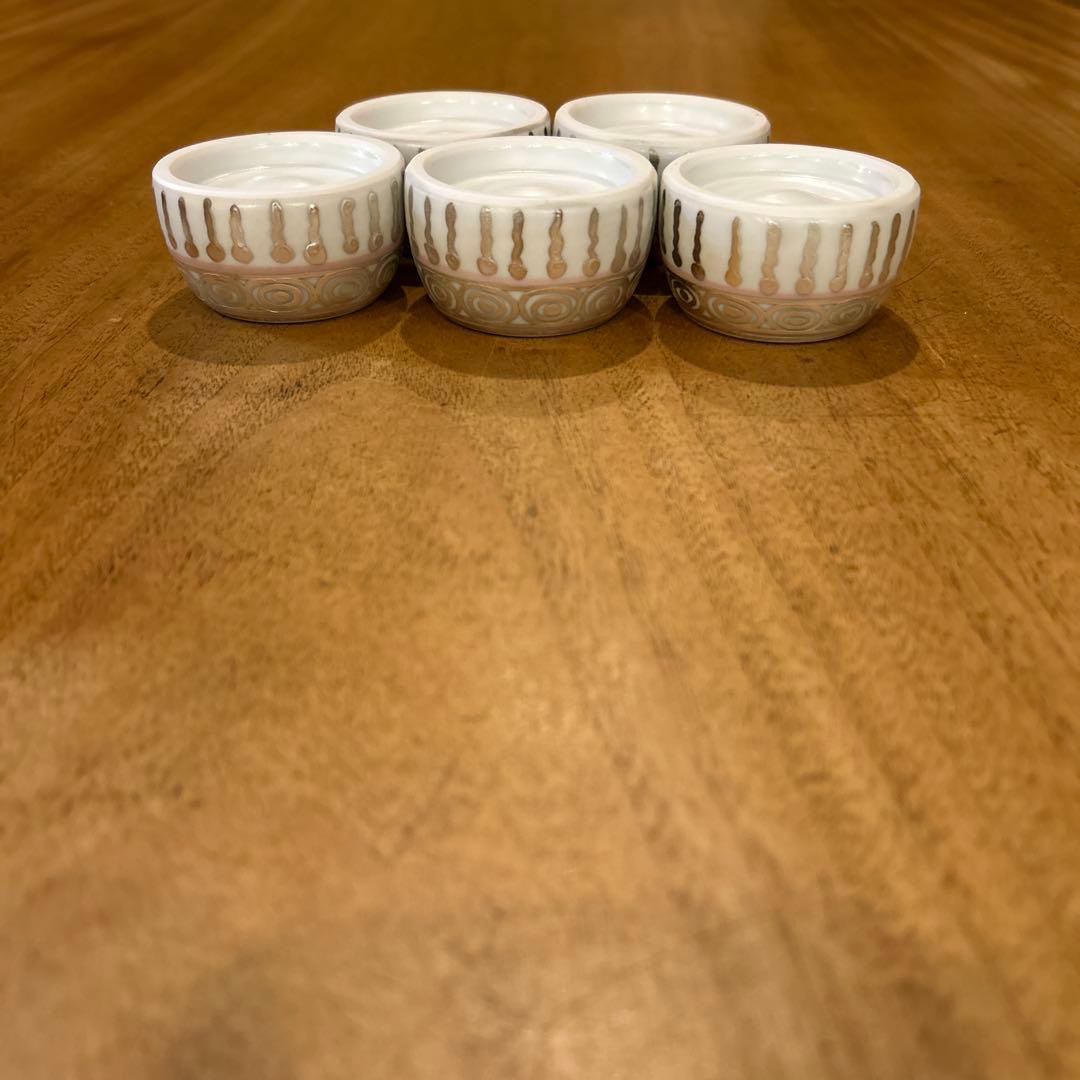 伊万里陶苑 銀三島 珍味小鉢 五個 箱付