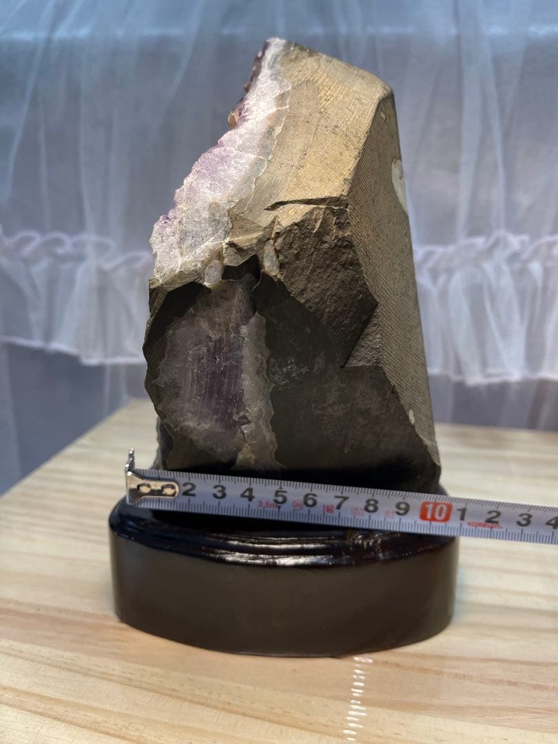 綺麗❣️原石 天然石浄化　ウルグアイ産金色系アメジストクラスター 台座付き