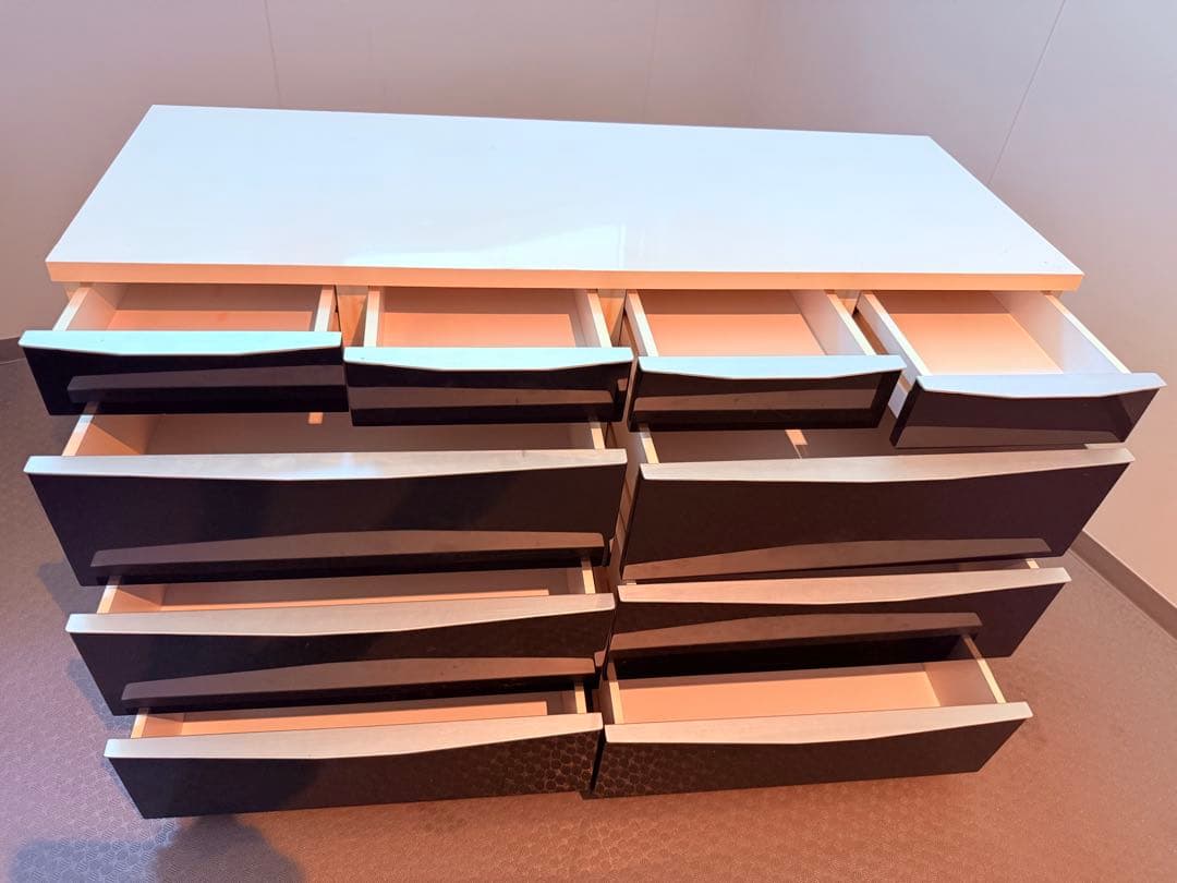 高級鏡面仕上 黒ブラック120cm幅ローチェスト 送料込 引取可(東京都中央区)