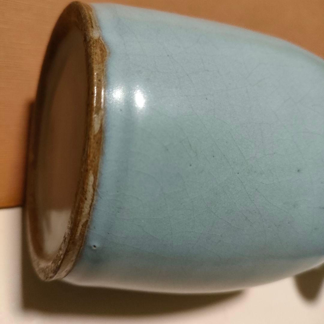 Q*t様 中国美術　月白釉　時代物　アンティーク　双耳花入　花瓶　仿汝窯　清朝