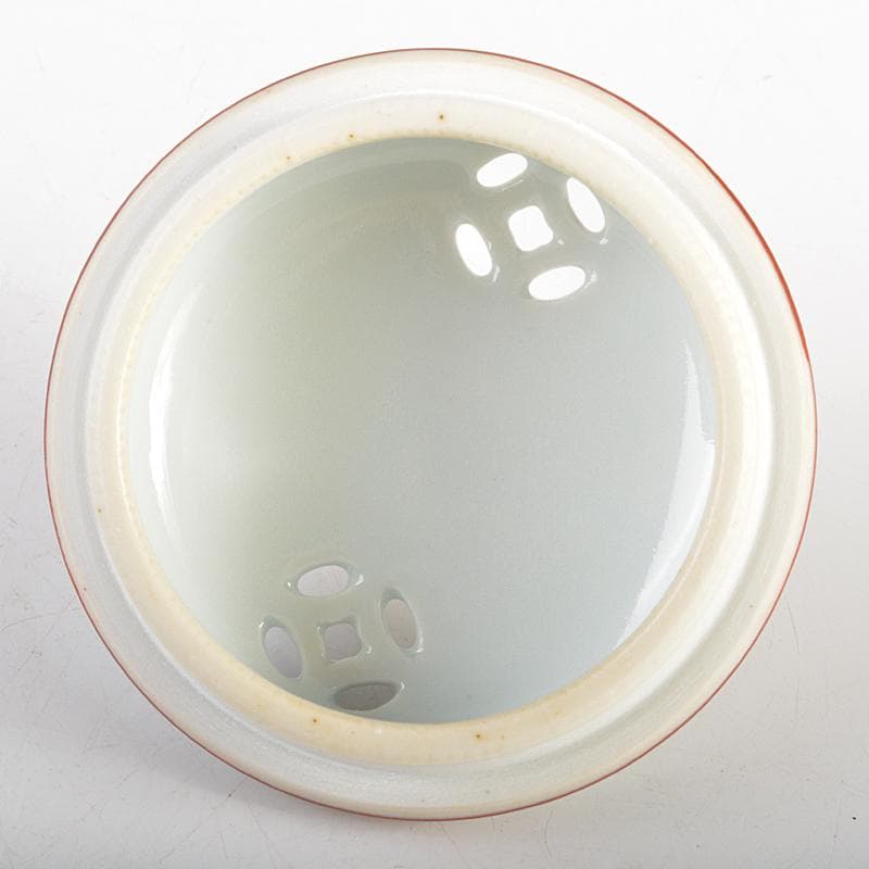 篩月庵 三浦竹泉造 赤絵金彩 花唐草龍文 双耳遊環香炉 共布共箱 J