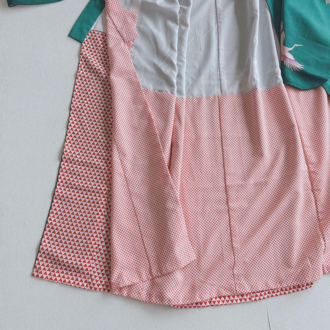 七五三　7歳女の子　フルセット　きもの　緑　比翼仕立　西陣別織　正絹　7288