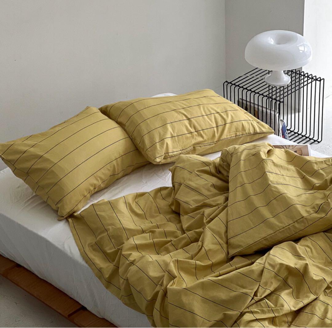 【ART OF BLACK】 イエロー ペンシルストライプ 布団カバーセット