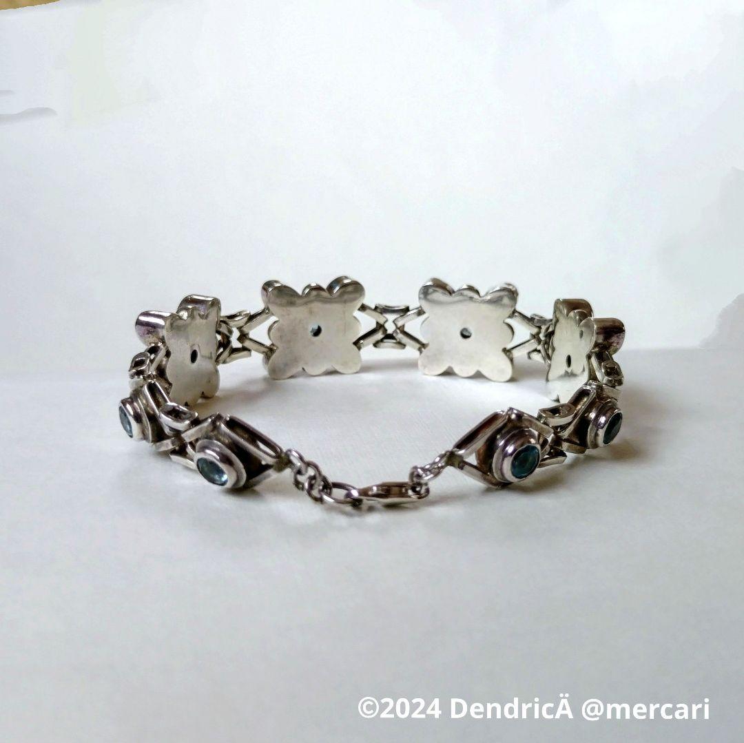 バリジュエリー　シルバーフラワーモチーフ　ブレスレット　オパール　ブルー