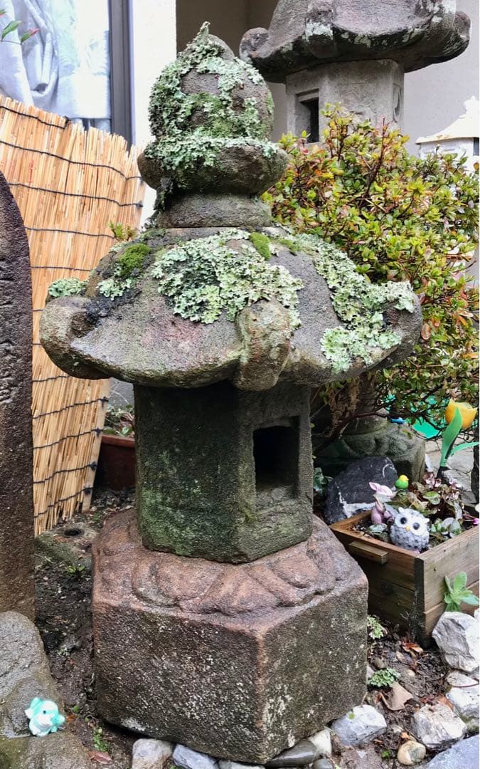 【石灯篭・時代石灯篭】庭石オブジェ置物箱庭ガーデニング造園坪庭茶庭石材彫刻露地庭