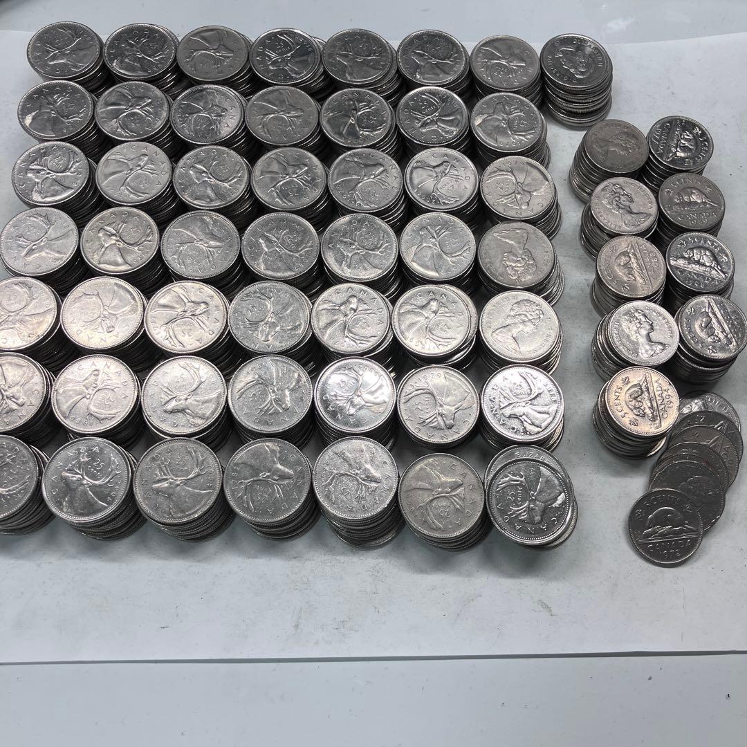 カナダ　25セント　トナカイ　500枚　ビーバー　5セント　97枚　他まとめ売り