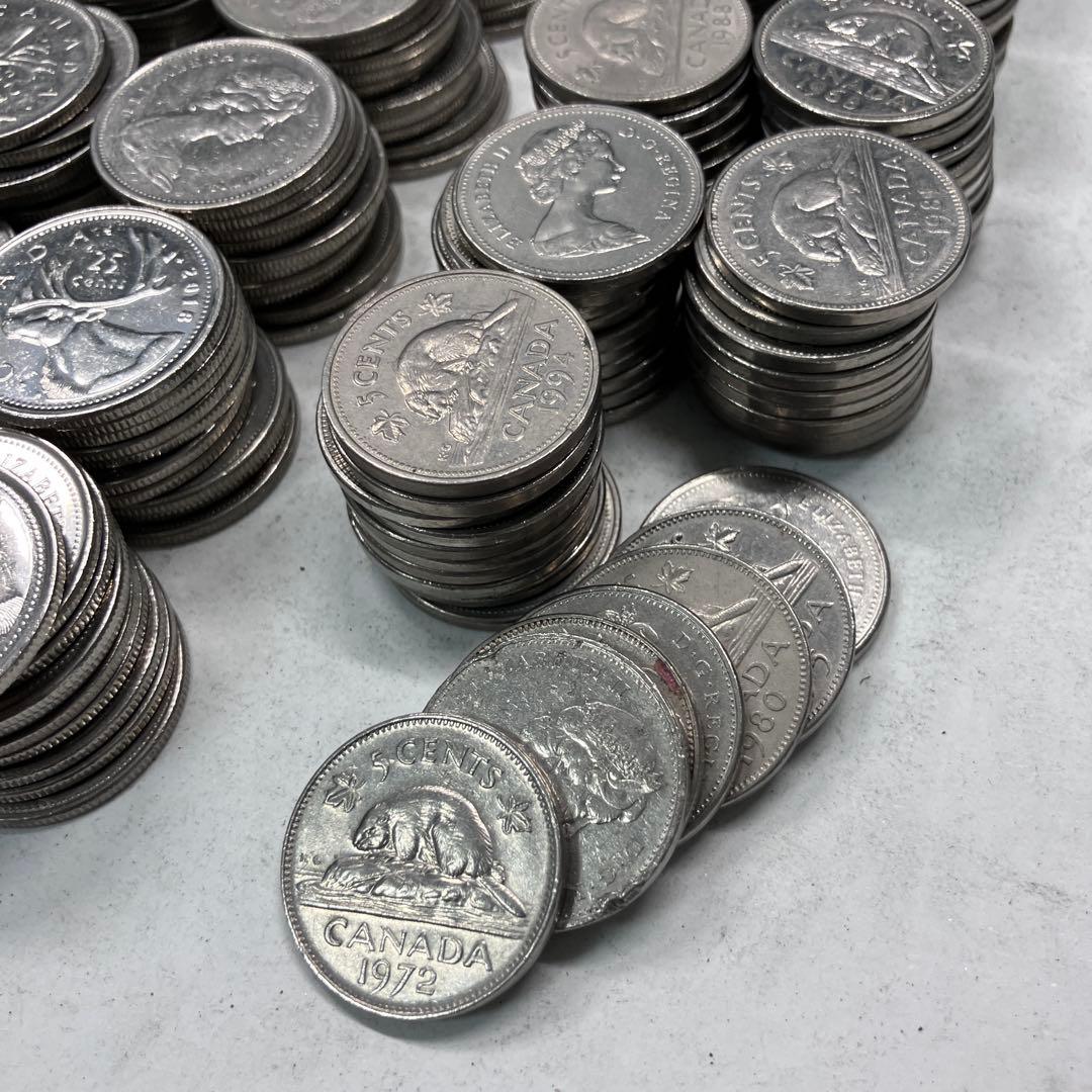 カナダ　25セント　トナカイ　500枚　ビーバー　5セント　97枚　他まとめ売り