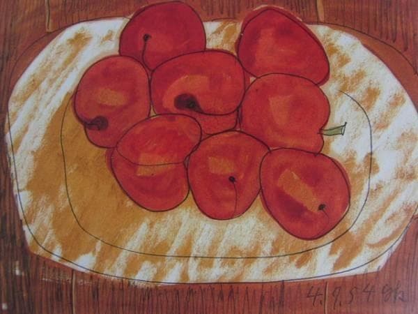 香月泰男、巴桃杏、希少画集画、新品高級額、額装付、状態良好