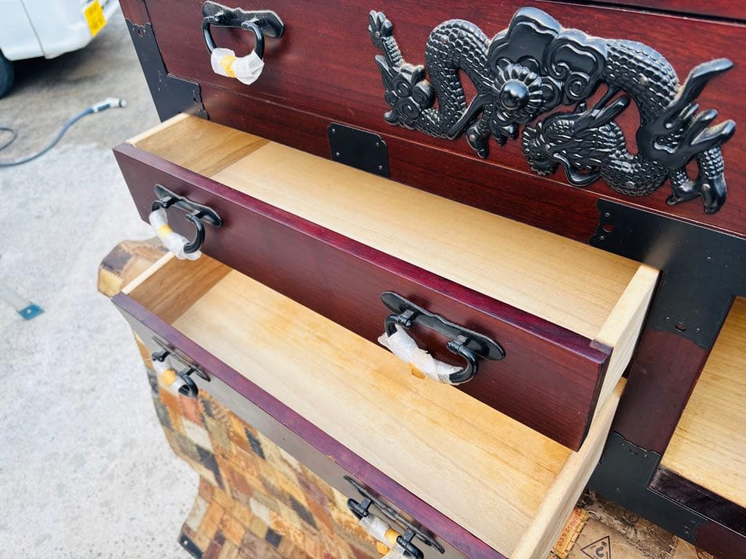 M28☆車箪笥☆レトロ 民芸家具 収納家具 からくり車タンス 箪笥隠し