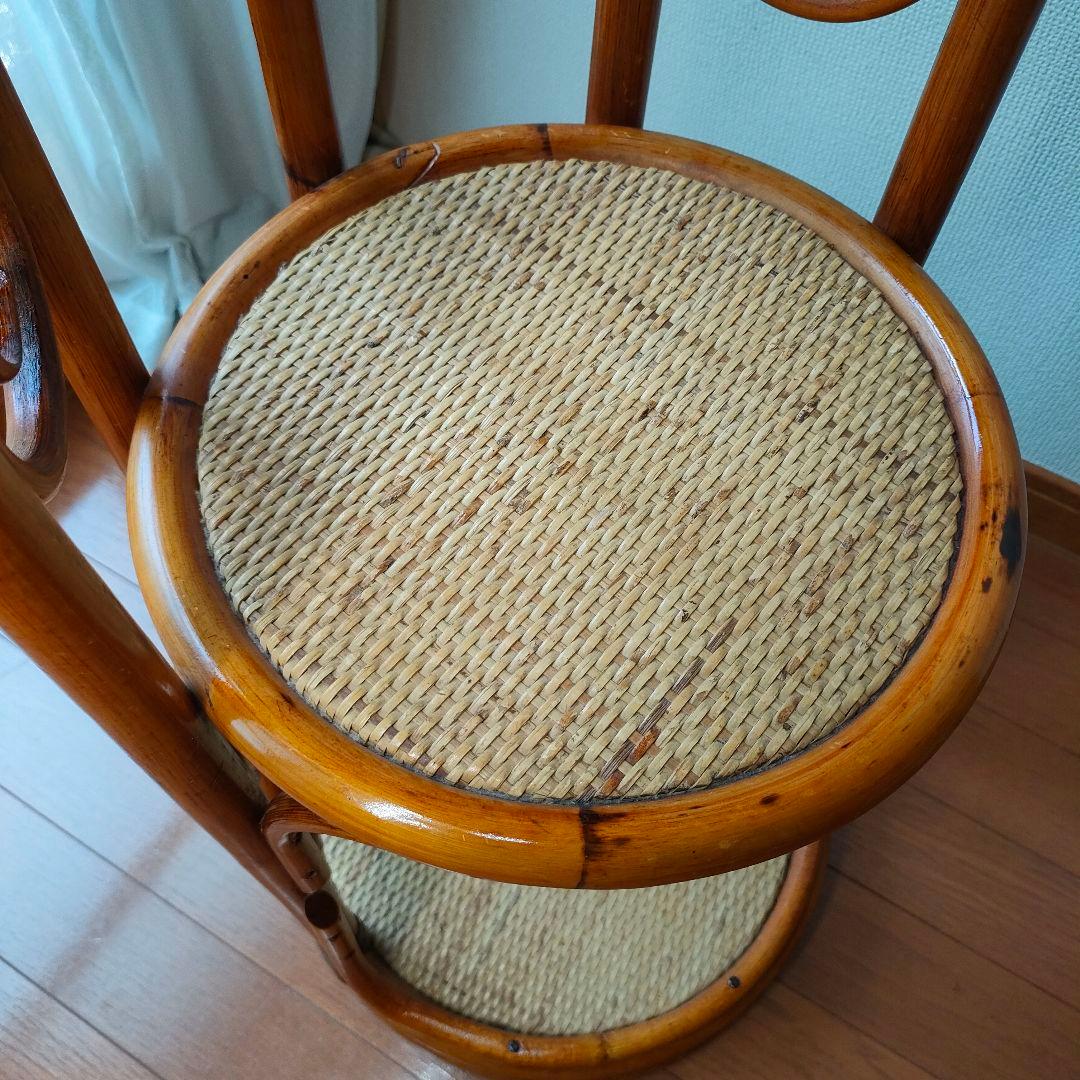 【希少】ラタン製 3段ラック サイドテーブル 天然素材 ヴィンテージ レトロ 籐