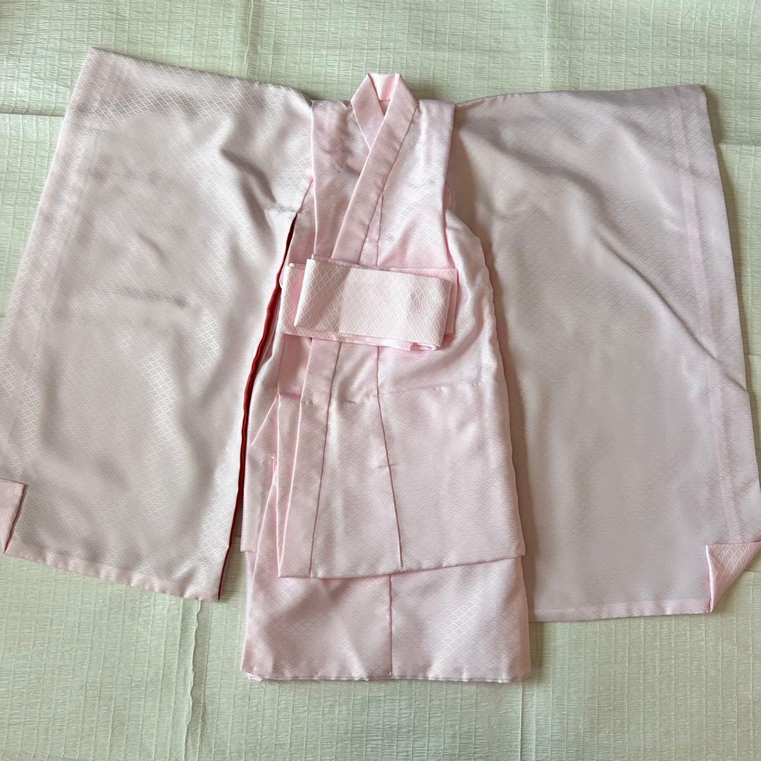 七五三 3歳 フルセット 着物 753 絹 被布 総絞り 三歳 赤 草履 刺繍