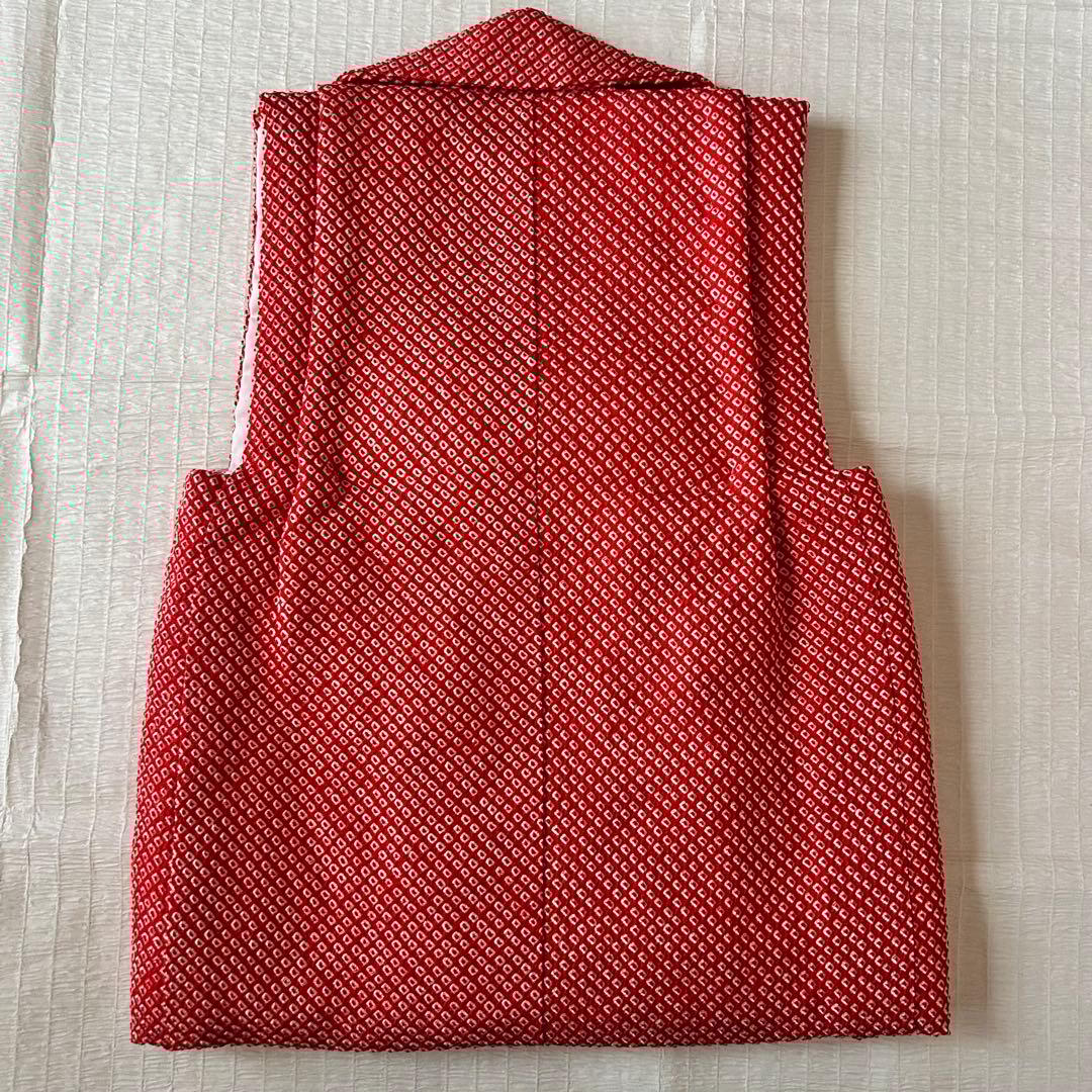 七五三 3歳 フルセット 着物 753 絹 被布 総絞り 三歳 赤 草履 刺繍