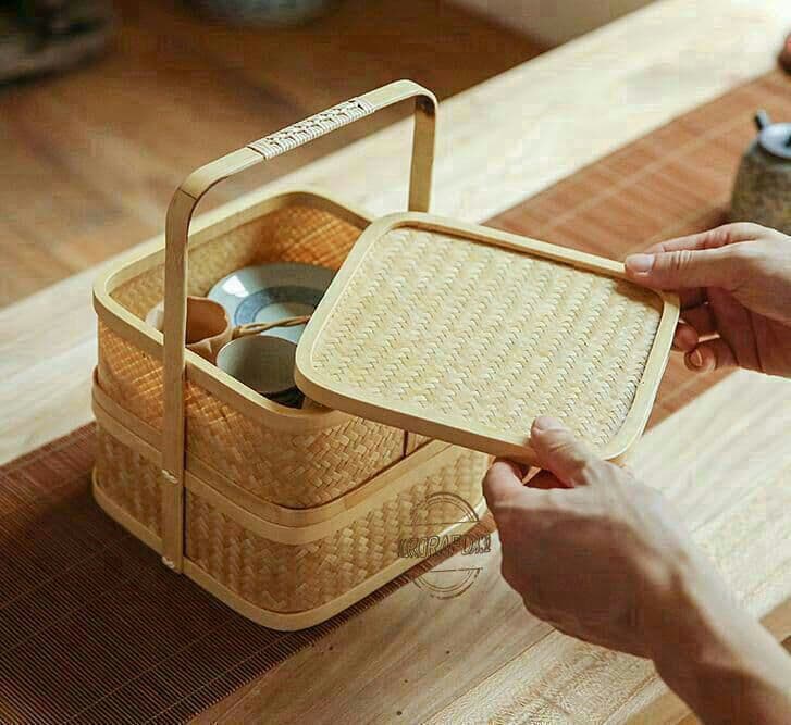 提籃籠 收納籃 茶道具籠 茶具 竹細工 收納 竹工芸