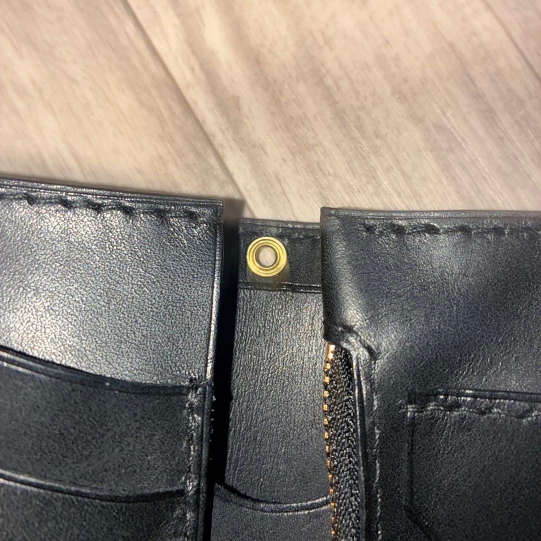 イタリアンレザー　ミドルトラッカーウォレット　真鍮　黒ステッチ　タイプB