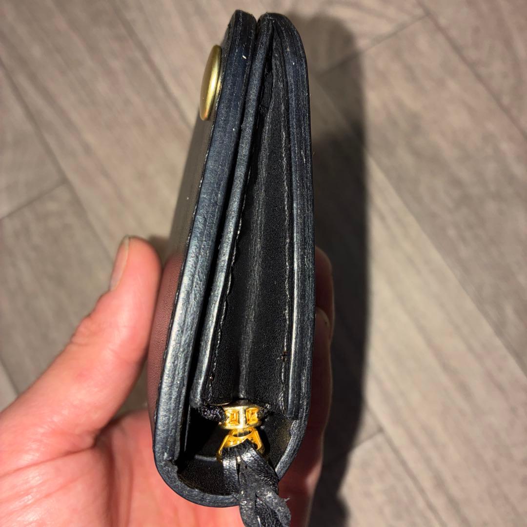 イタリアンレザー　ミドルトラッカーウォレット　真鍮　黒ステッチ　タイプB