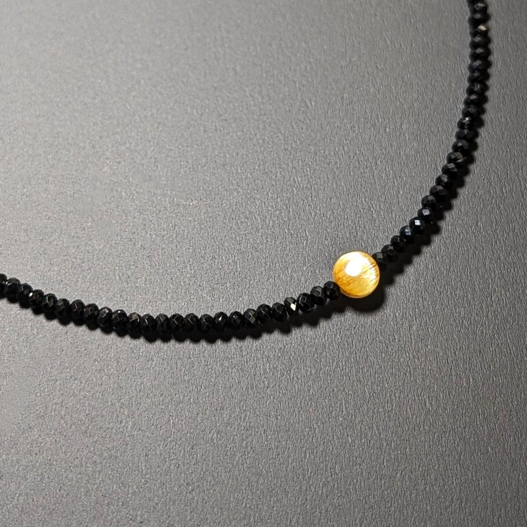 K18ゴールド タイチンルチル ブラックスピネル ネックレス プレゼント ギフト