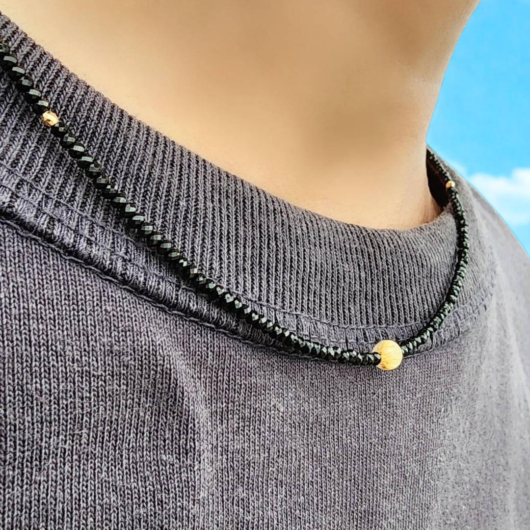 K18ゴールド タイチンルチル ブラックスピネル ネックレス プレゼント ギフト