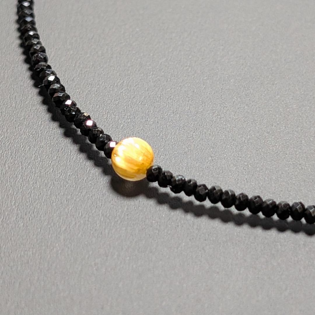 K18ゴールド タイチンルチル ブラックスピネル ネックレス プレゼント ギフト