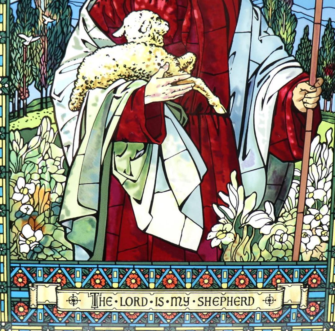 ティファニー ヴィンテージ ステンドグラス 大型 善き羊飼い グッドシェパード
