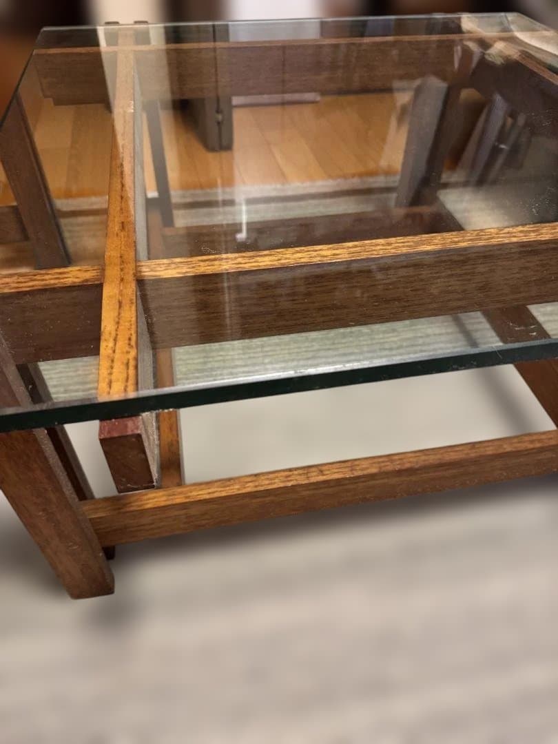 応接室・高級リビング用　ガラスサイドテーブル　（センターテーブル別売）