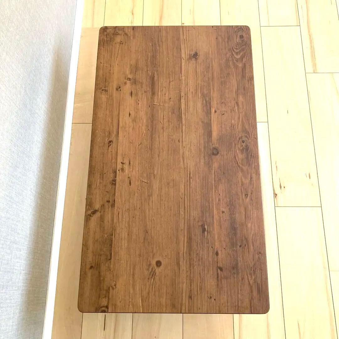 現品のみ　木製ローテーブル w80d45h28 ビンテージ風メラミン化粧板