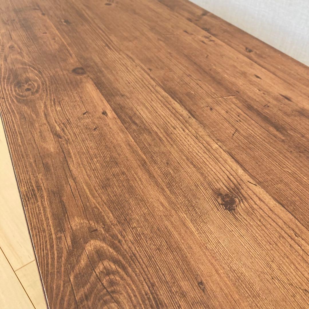 現品のみ　木製ローテーブル w80d45h28 ビンテージ風メラミン化粧板