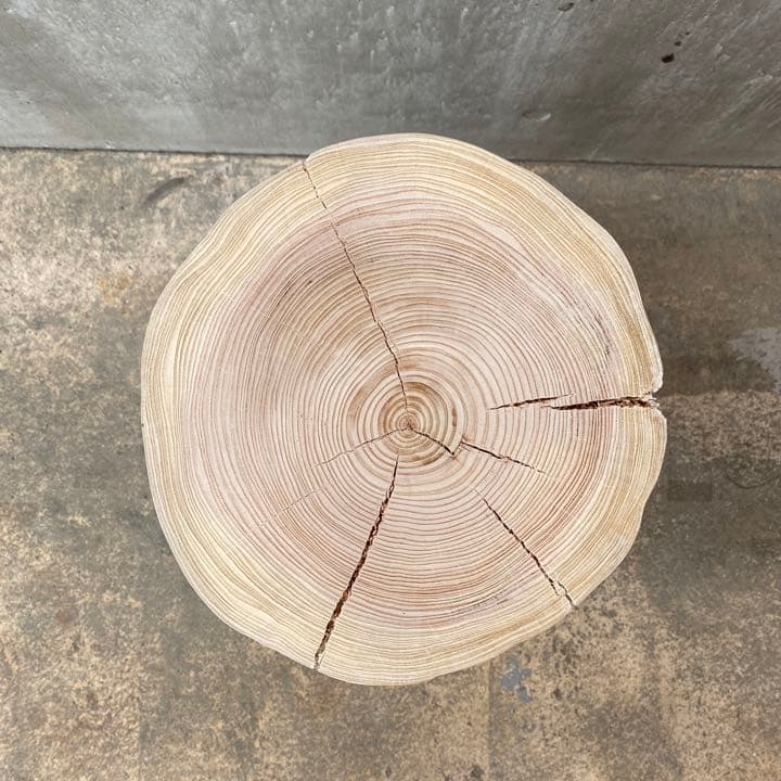 白ペンキ ヒノキ切り株 スツール 丸太フラワー消毒スタンド サイドテーブル