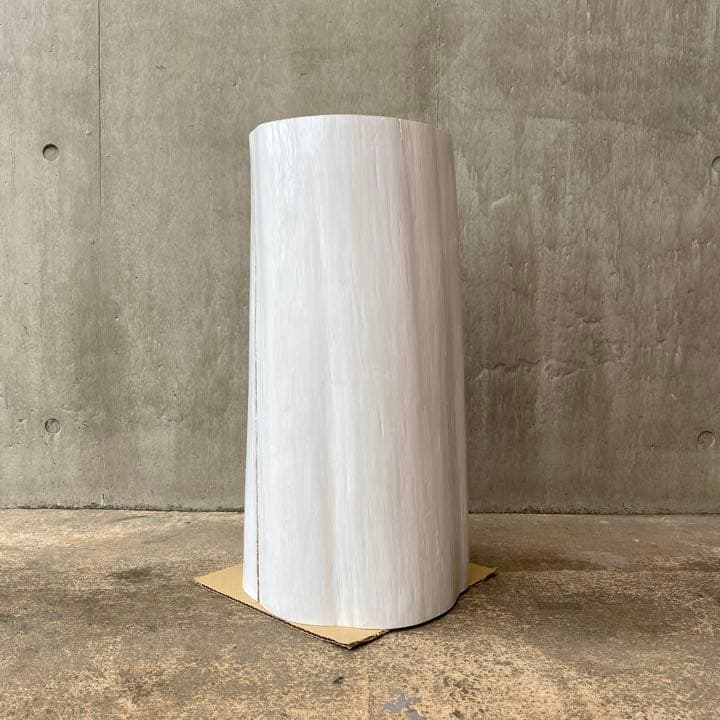 白ペンキ ヒノキ切り株 スツール 丸太フラワー消毒スタンド サイドテーブル