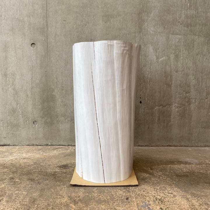 白ペンキ ヒノキ切り株 スツール 丸太フラワー消毒スタンド サイドテーブル