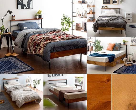 【シングル】ヴィンテージ風 ベッドフレーム