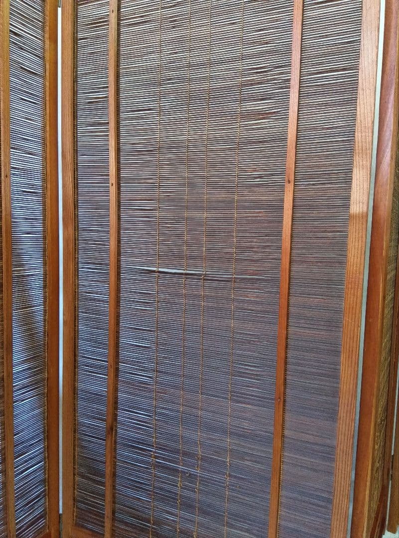 4枚式衝立　パーテーション　簾屏風　古民家　間仕切り　昭和レトロ　年代物　和風