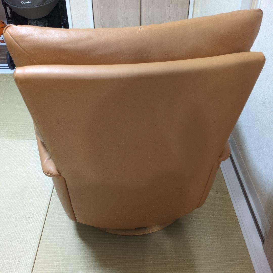 カリモク☆美品☆本皮一人がけソファ回転ソファー