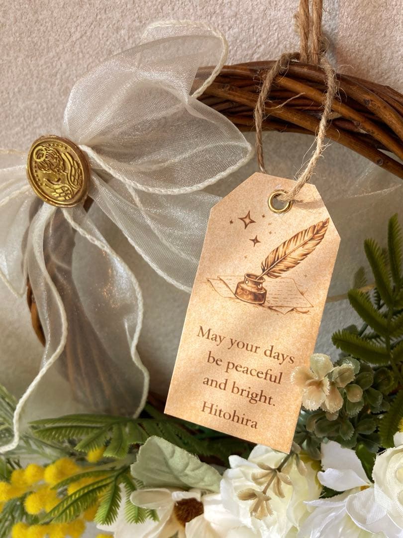 ミモザとガーベラのアンティーク調スワッグ＆リースセット｜路地裏の