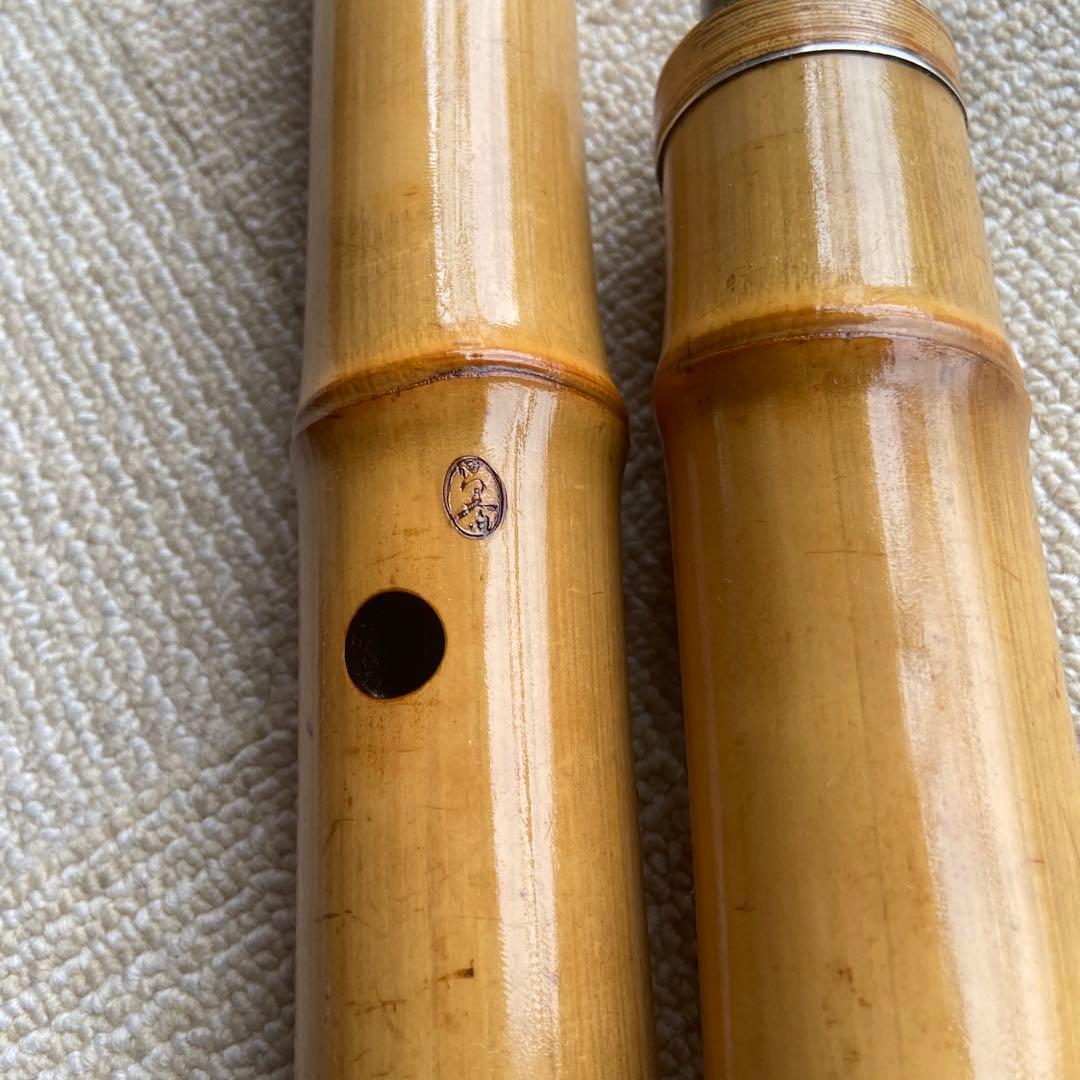 210尺八 一尺六寸管本体 竹製 5穴昌斎？銘