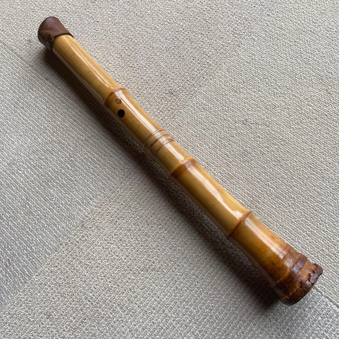 210尺八 一尺六寸管本体 竹製 5穴昌斎？銘