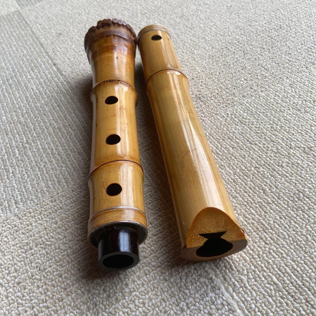 210尺八 一尺六寸管本体 竹製 5穴昌斎？銘