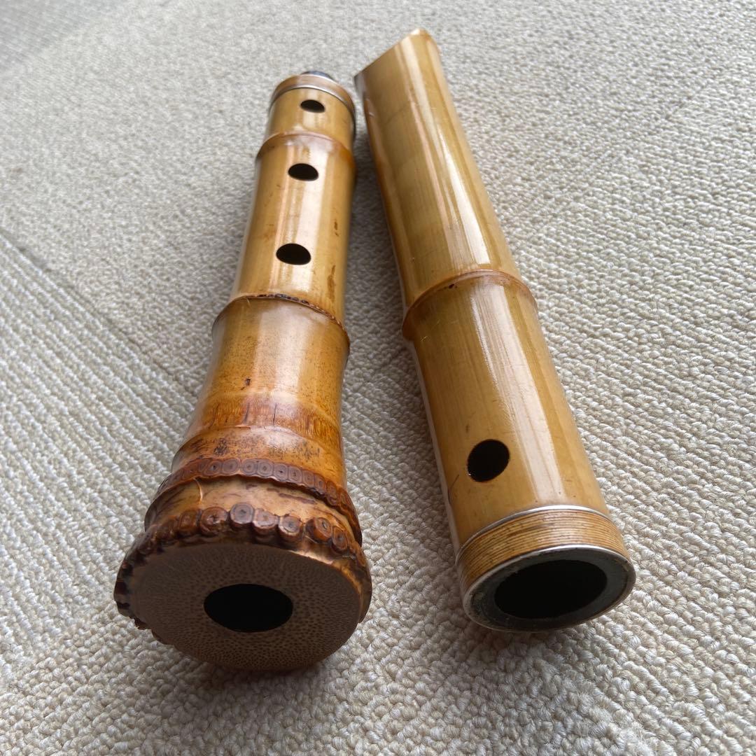 210尺八 一尺六寸管本体 竹製 5穴昌斎？銘